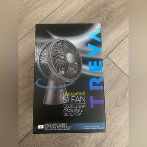 Treva 5 in. H X 5 in. D 3 speed Oscillating Rechargeable Fan
